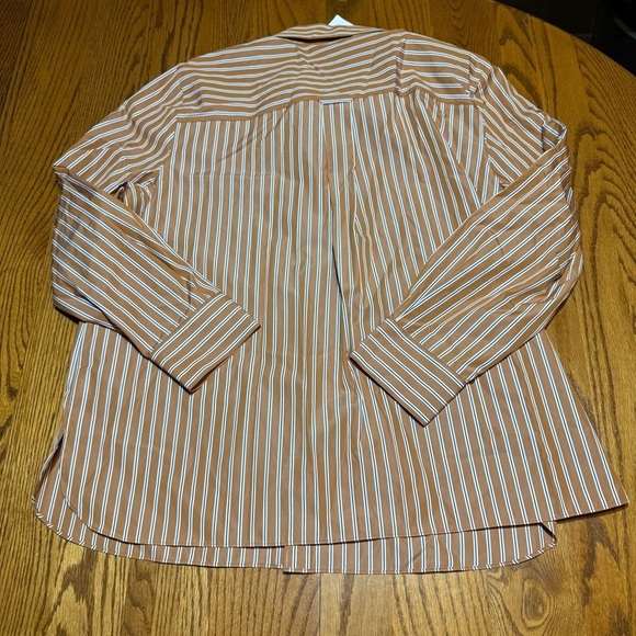 Lafayette 148 Women's Brown Ruxton Striped Button-Down Blouse Top Size XL NWT - Picture 6 of 6